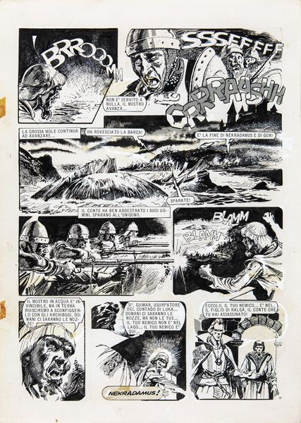 Horacio Lalia : Nekradamus - El monstruo del lago  - Asta Fumetti: Tavole e Illustrazioni Originali - Associazione Nazionale - Case d'Asta italiane