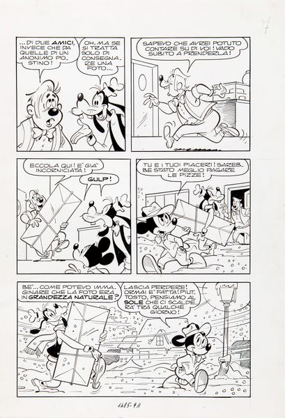 Giovan Battista Carpi : Topolino e lo stendardo perduto  - Asta Fumetti: Tavole e Illustrazioni Originali - Associazione Nazionale - Case d'Asta italiane