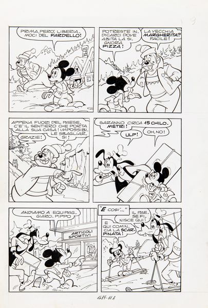 Giovan Battista Carpi : Topolino e lo stendardo perduto  - Asta Fumetti: Tavole e Illustrazioni Originali - Associazione Nazionale - Case d'Asta italiane