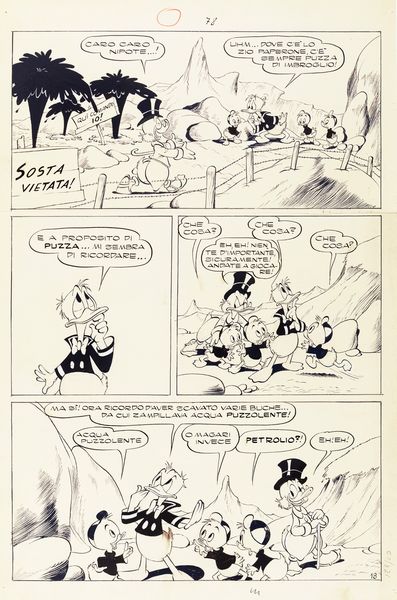 Pier Lorenzo De Vita : Paperino Don Chisciotte  - Asta Fumetti: Tavole e Illustrazioni Originali - Associazione Nazionale - Case d'Asta italiane