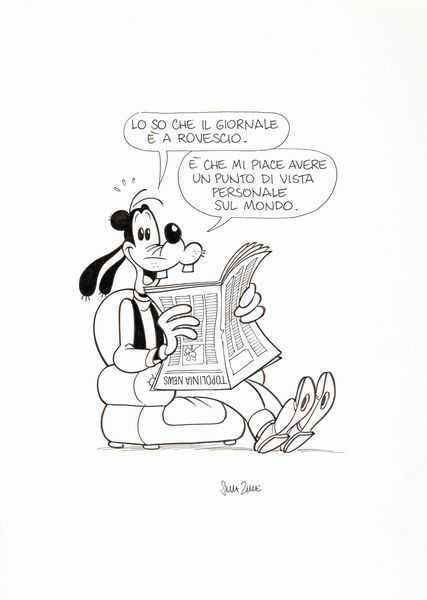 Silvia Ziche : Pippo  - Asta Fumetti: Tavole e Illustrazioni Originali - Associazione Nazionale - Case d'Asta italiane