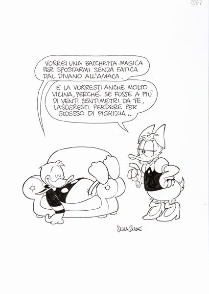 Silvia Ziche : Paperino e Paperina  - Asta Fumetti: Tavole e Illustrazioni Originali - Associazione Nazionale - Case d'Asta italiane