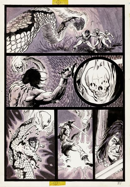 Vicente Alcázar : Kull and the Barbarians - The Omen in the Skull  - Asta Fumetti: Tavole e Illustrazioni Originali - Associazione Nazionale - Case d'Asta italiane