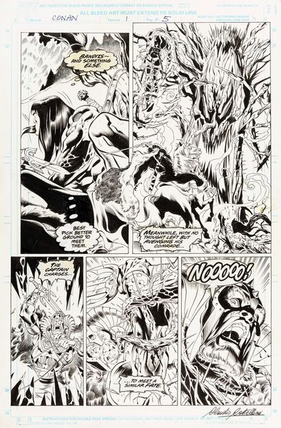 Claudio Castellini : Conan the Barbarian - Conan and the Stalker of the Woods  - Asta Fumetti: Tavole e Illustrazioni Originali - Associazione Nazionale - Case d'Asta italiane