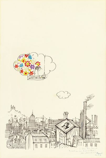 Raymond Peynet : Le printemps dans le ciel de Paris  - Asta Fumetti: Tavole e Illustrazioni Originali - Associazione Nazionale - Case d'Asta italiane