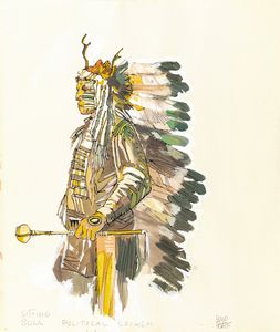 Hugo Pratt : Sitting Bull  - Asta Fumetti: Tavole e Illustrazioni Originali - Associazione Nazionale - Case d'Asta italiane