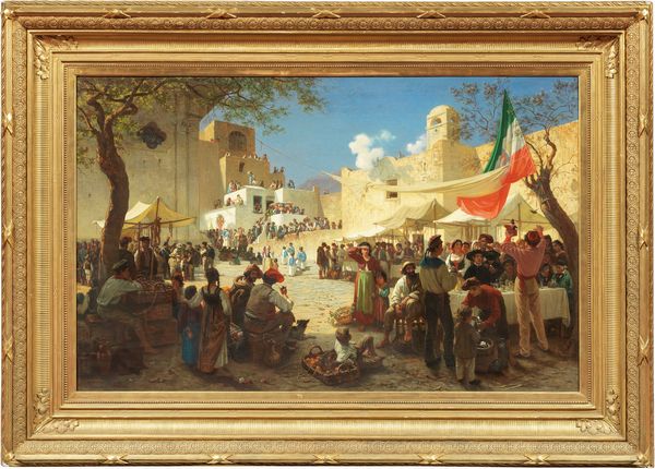 Alois Friedrich Schönn : Scena di mercato (Scena risorgimentale con bandiera tricolore)  - Asta Dipinti e Sculture del XIX e XX secolo - Associazione Nazionale - Case d'Asta italiane