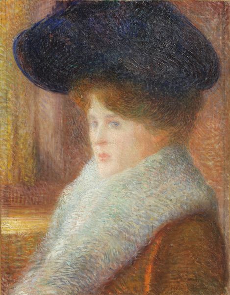 Pietro Mengarini : Donna con cappello  - Asta Dipinti e Sculture del XIX e XX secolo - Associazione Nazionale - Case d'Asta italiane