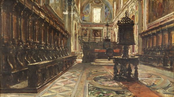 Domenico Battaglia : Interno di chiesa  - Asta Dipinti e Sculture del XIX e XX secolo - Associazione Nazionale - Case d'Asta italiane