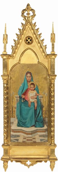 Ignoto del XIX secolo : Madonna con bambino  - Asta Dipinti e Sculture del XIX e XX secolo - Associazione Nazionale - Case d'Asta italiane