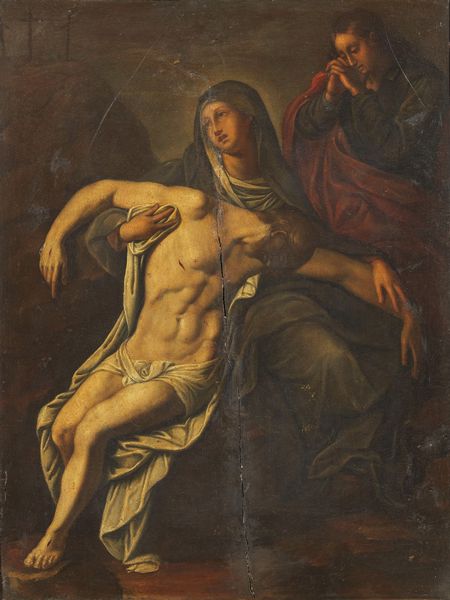 Scuola fiamminga del XVII secolo : Deposizione con la Madonna e San Giovanni  - Asta Dipinti e Sculture del XIX e XX secolo - Associazione Nazionale - Case d'Asta italiane