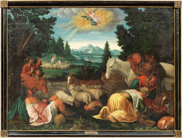 Jacopo da Ponte detto Bassano (studio di) : Paesaggio con annuncio ai pastori  - Asta Importanti Arredi, Sculture e Dipinti Antichi - Associazione Nazionale - Case d'Asta italiane