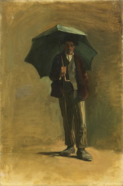 VINCENZO CAPRILE : Uomo con ombrello  - Asta Importanti Arredi, Sculture e Dipinti Antichi - Associazione Nazionale - Case d'Asta italiane