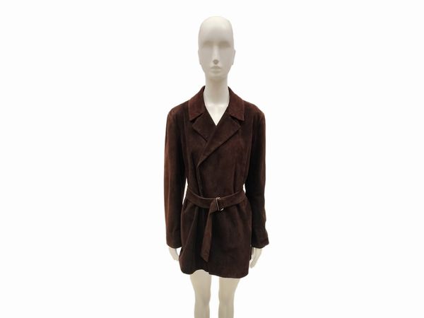 Jil Sander, Blazer in pelle color testa di moro  - Asta Vintagemania - Associazione Nazionale - Case d'Asta italiane