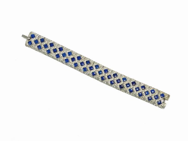 Bracciale in metallo bianco e pietre blu  - Asta Vintagemania - Associazione Nazionale - Case d'Asta italiane