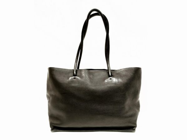 Jil Sander, Shopping bag in pelle nera  - Asta Vintagemania - Associazione Nazionale - Case d'Asta italiane