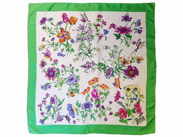 Gucci, 'La primavera di Gucci', Foulard in seta  - Asta Vintagemania - Associazione Nazionale - Case d'Asta italiane