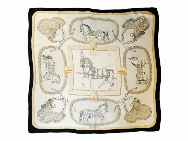 Herms,'Grand Apparat', Foulard in seta, Jacques Eudel 1962  - Asta Vintagemania - Associazione Nazionale - Case d'Asta italiane