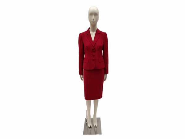 Moschino Cheap and Chic, tailleur in tessuto di lana rosso  - Asta Vintagemania - Associazione Nazionale - Case d'Asta italiane