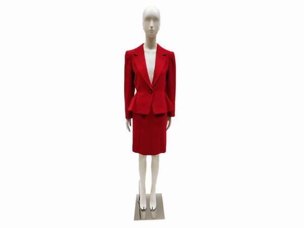 Christian Dior, Tailleur in tessuto di lana rosso  - Asta Vintagemania - Associazione Nazionale - Case d'Asta italiane