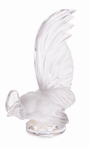 Scultura in cristallo trasparente e satinato Lalique Gallo  - Asta L'Arte della Tavola - Associazione Nazionale - Case d'Asta italiane