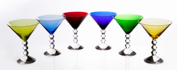 Sei calici da cocktail in cristallo colorato Baccarat Vega  - Asta L'Arte della Tavola - Associazione Nazionale - Case d'Asta italiane