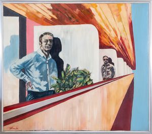 Giorgio Rossi : Uomo al balcone  - Asta Asta di arte moderna e contemporanea - Associazione Nazionale - Case d'Asta italiane