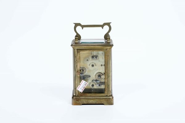 Pendola da carrozza in ottone, fine XIX secolo  - Asta Pendole e orologi - Associazione Nazionale - Case d'Asta italiane