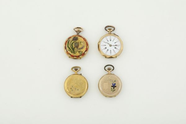 Lotto di 3 monachine con cassa in oro (due 18k, uno 12k) e uno in metallo  - Asta Pendole e orologi - Associazione Nazionale - Case d'Asta italiane