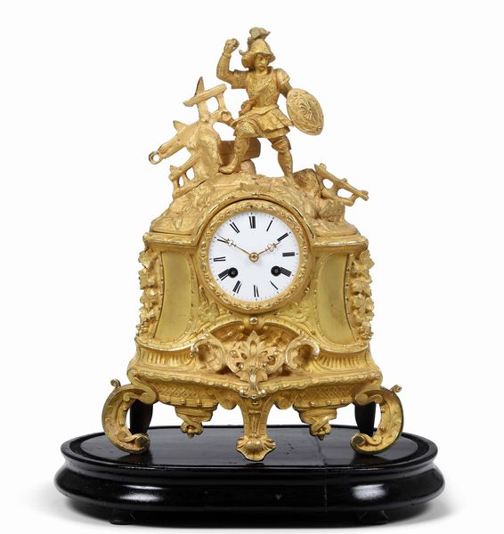 Orologio in bronzo dorato. XIX secolo  - Asta Pendole e orologi - Associazione Nazionale - Case d'Asta italiane