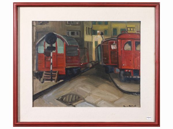 Paesaggio con locomotive  - Asta L'arte di arredare - Associazione Nazionale - Case d'Asta italiane