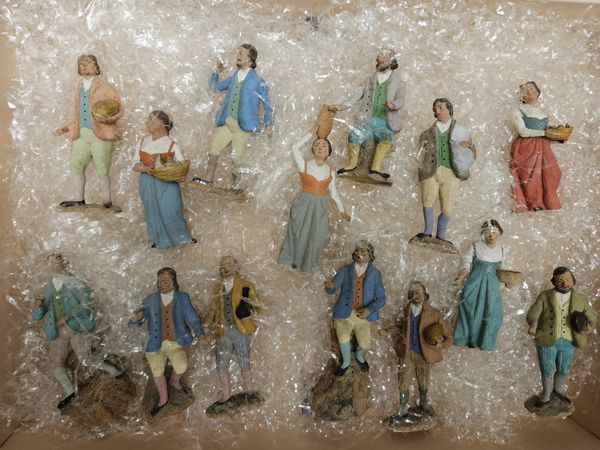 Serie di quattordici personaggi per presepe in terracotta dipinta  - Asta L'arte di arredare - Associazione Nazionale - Case d'Asta italiane