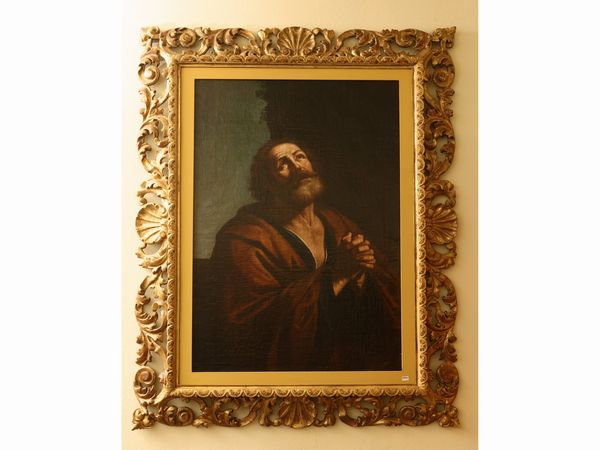 Da Giovanni Francesco Barbieri detto Guercino : San Pietro piangente  - Asta L'arte di arredare - Associazione Nazionale - Case d'Asta italiane