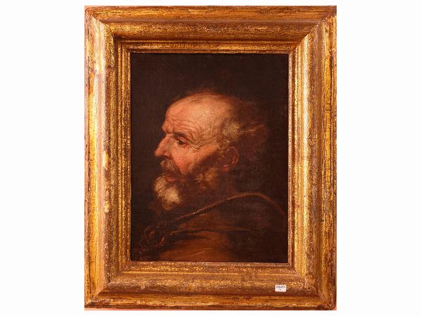 Scuola genovese del XVII/XVIII secolo : Ritratto di uomo con barba  - Asta L'arte di arredare - Associazione Nazionale - Case d'Asta italiane