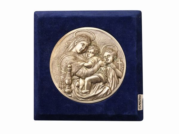 Placca a bassorilievo in bronzo argentato, Vasco Cappuccini  - Asta L'arte di arredare - Associazione Nazionale - Case d'Asta italiane