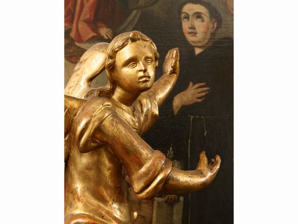 Coppia di angeli in legno intagliato e dorato  - Asta L'arte di arredare - Associazione Nazionale - Case d'Asta italiane