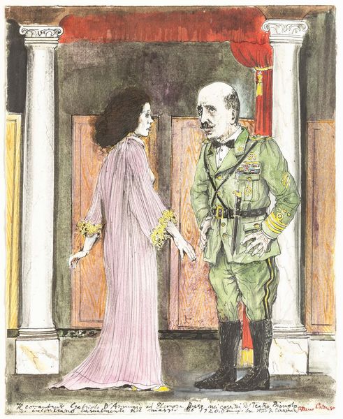 Bruno Caruso : Senza titolo (Gabriele D'Annunzio ed Eleonora Duse)  - Asta Collezione Profenna - Associazione Nazionale - Case d'Asta italiane