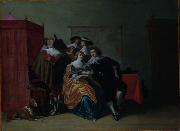 Christoffel Jacobsz van der Laemen, Attribuito a : Elegante compagnia in un interno  - Asta Dipinti Antichi - Associazione Nazionale - Case d'Asta italiane