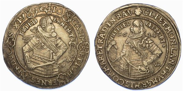 GERMANIA - SASSONIA-COBURGO-EISENACH. JOHANN CASIMIR E JOHANN ERNST II, 1586-1638. 1/2 Thaler 1624.  - Asta Numismatica - Associazione Nazionale - Case d'Asta italiane