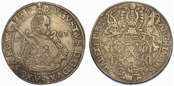 GERMANIA - SASSONIA. AUGUST I, 1553-1586. Thaler 1583.  - Asta Numismatica - Associazione Nazionale - Case d'Asta italiane