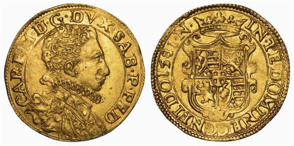 DUCATO DI SAVOIA. CARLO EMANUELE I DI SAVOIA. IL GRANDE, 1580-1630. Doppia 1581 (II Tipo). Nizza.  - Asta Numismatica - Associazione Nazionale - Case d'Asta italiane