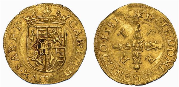 DUCATO DI SAVOIA. CARLO EMANUELE I DI SAVOIA. IL GRANDE, 1580-1630. Scudo d'oro 1581 (I tipo). Torino.  - Asta Numismatica - Associazione Nazionale - Case d'Asta italiane