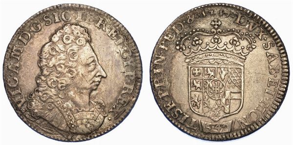 REGNO DI SARDEGNA. VITTORIO AMEDEO II di SAVOIA. IL PRIMO RE SABAUDO,1675-1680 (III periodo, Re di Sicilia, 1713-1718). 2 Lire 1717 (II tipo).  - Asta Numismatica - Associazione Nazionale - Case d'Asta italiane