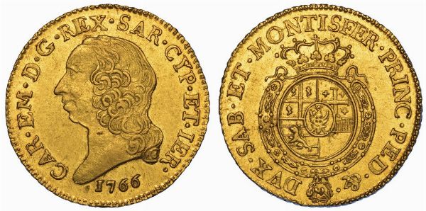 REGNO DI SARDEGNA. CARLO EMANUELE III DI SAVOIA, 1755-1773 (II PERIODO). Doppia Nuova 1766. Torino.  - Asta Numismatica - Associazione Nazionale - Case d'Asta italiane