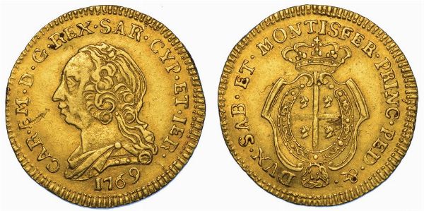 REGNO DI SARDEGNA. CARLO EMANUELE III DI SAVOIA, 1755-1773 (MONETAZIONE PER LA SARDEGNA). Doppietta Sarda 1769. Torino.  - Asta Numismatica - Associazione Nazionale - Case d'Asta italiane