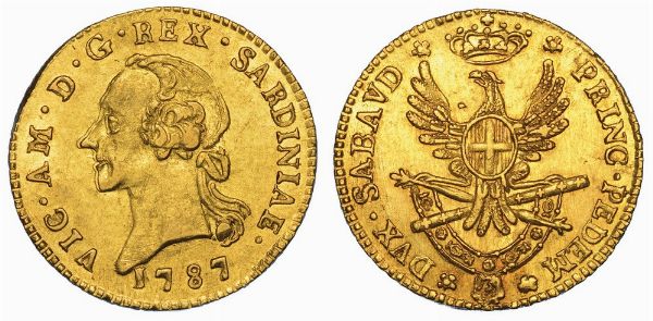 REGNO DI SARDEGNA. VITTORIO AMEDEO III DI SAVOIA, 1773-1796. Mezza Doppia Nuova 1787. Torino.  - Asta Numismatica - Associazione Nazionale - Case d'Asta italiane