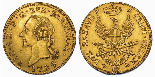 REGNO DI SARDEGNA. VITTORIO AMEDEO III DI SAVOIA, 1773-1796. Mezza Doppia Nuova 1794. Torino.  - Asta Numismatica - Associazione Nazionale - Case d'Asta italiane