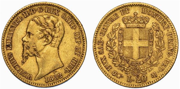 REGNO DI SARDEGNA. VITTORIO EMANUELE II DI SAVOIA, 1849-1861. 20 Lire 1852. Torino.  - Asta Numismatica - Associazione Nazionale - Case d'Asta italiane