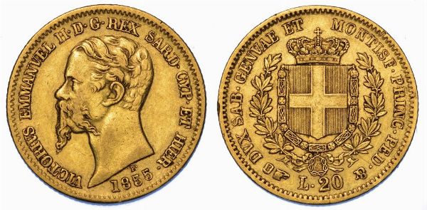 REGNO DI SARDEGNA. VITTORIO EMANUELE II DI SAVOIA, 1849-1861. 20 Lire 1855. Torino.  - Asta Numismatica - Associazione Nazionale - Case d'Asta italiane