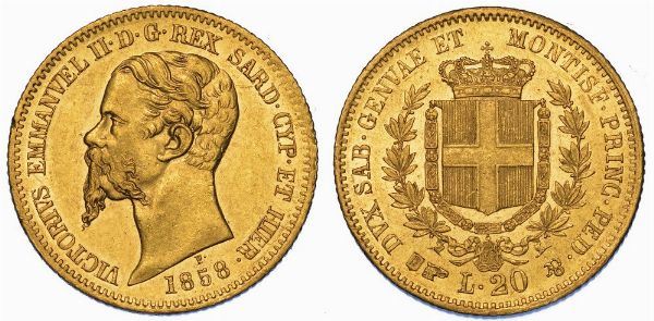 REGNO DI SARDEGNA. VITTORIO EMANUELE II DI SAVOIA, 1849-1861. 20 Lire 1858. Torino.  - Asta Numismatica - Associazione Nazionale - Case d'Asta italiane